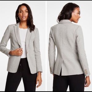Ann Taylor Gray Single Button Knit Blazer